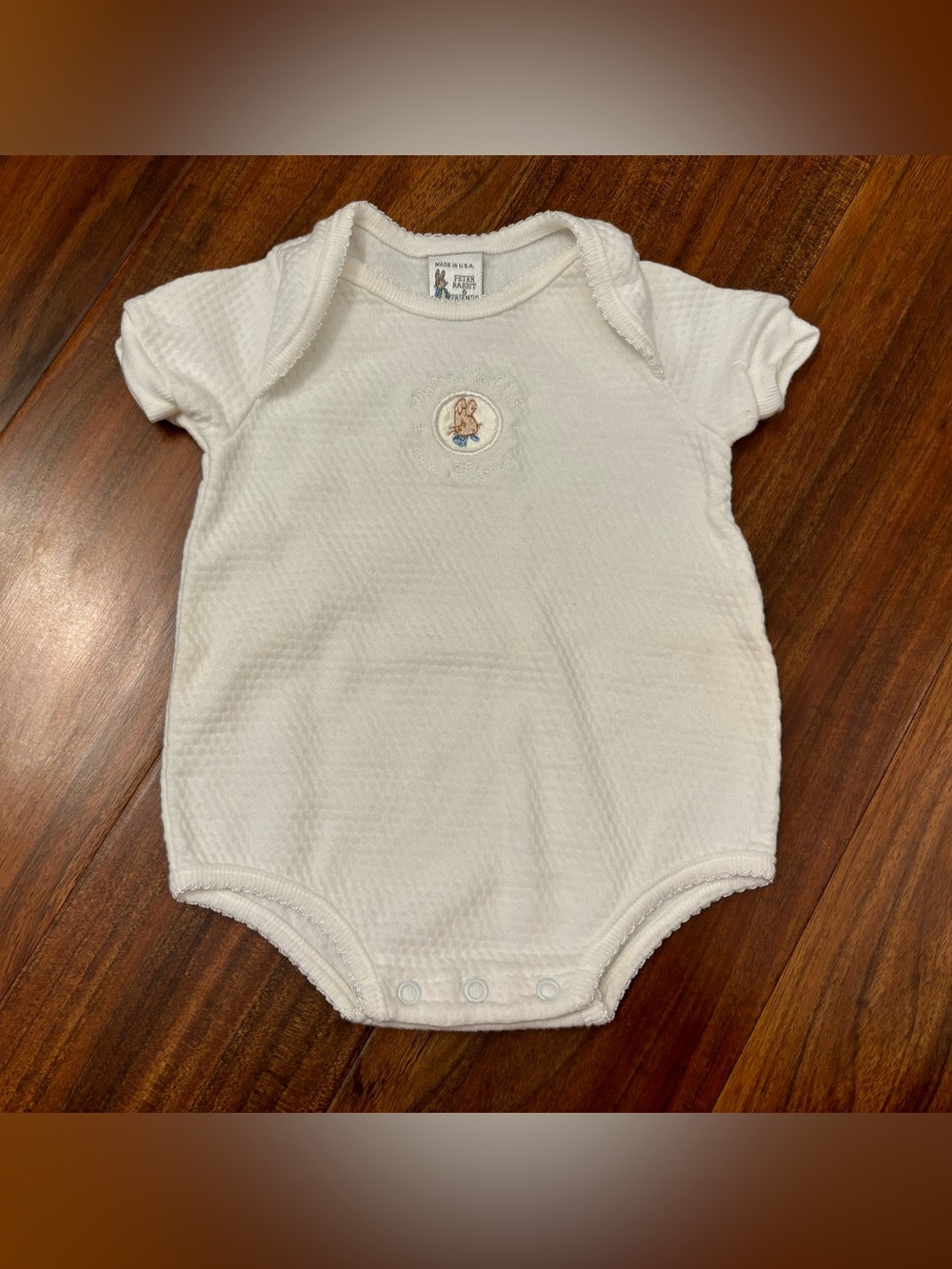 Peter Rabbit & Friends White Embroidered Short Sleeve Onesie